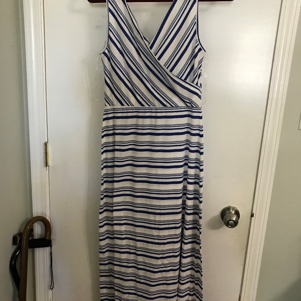 Blue and white stripe maxi sundress
